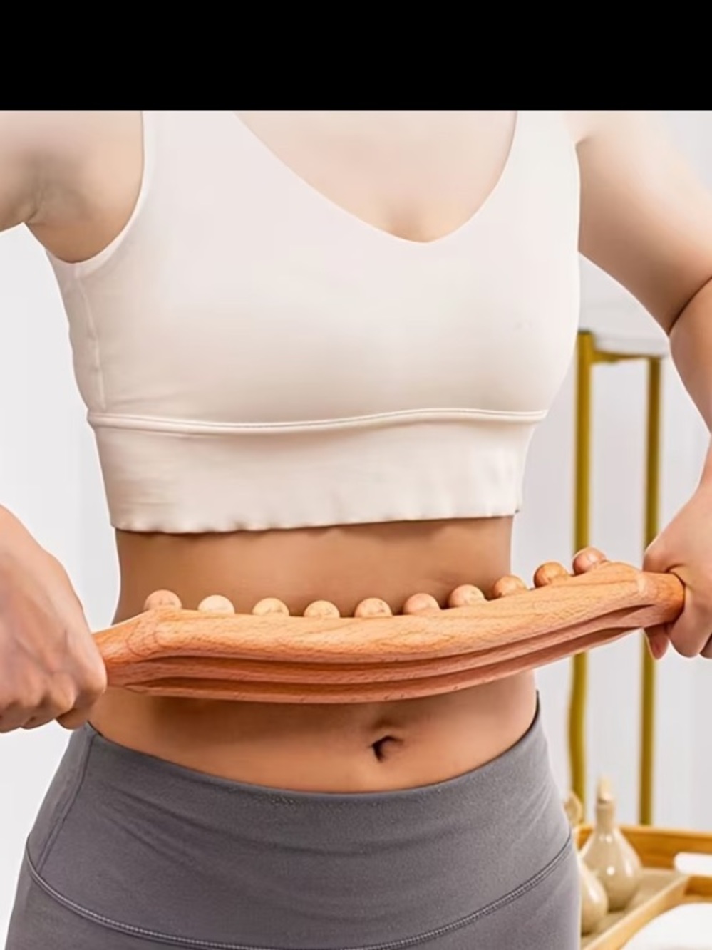 Wooden Massage Roller with Beaded Texture - lymphatic drainage massager